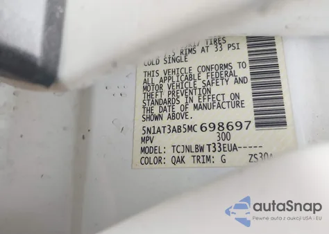 2021 Nissan Rogue S Intelligent Awd z USA, uszkodzony, nr VIN 5N1AT3AB5MC698697